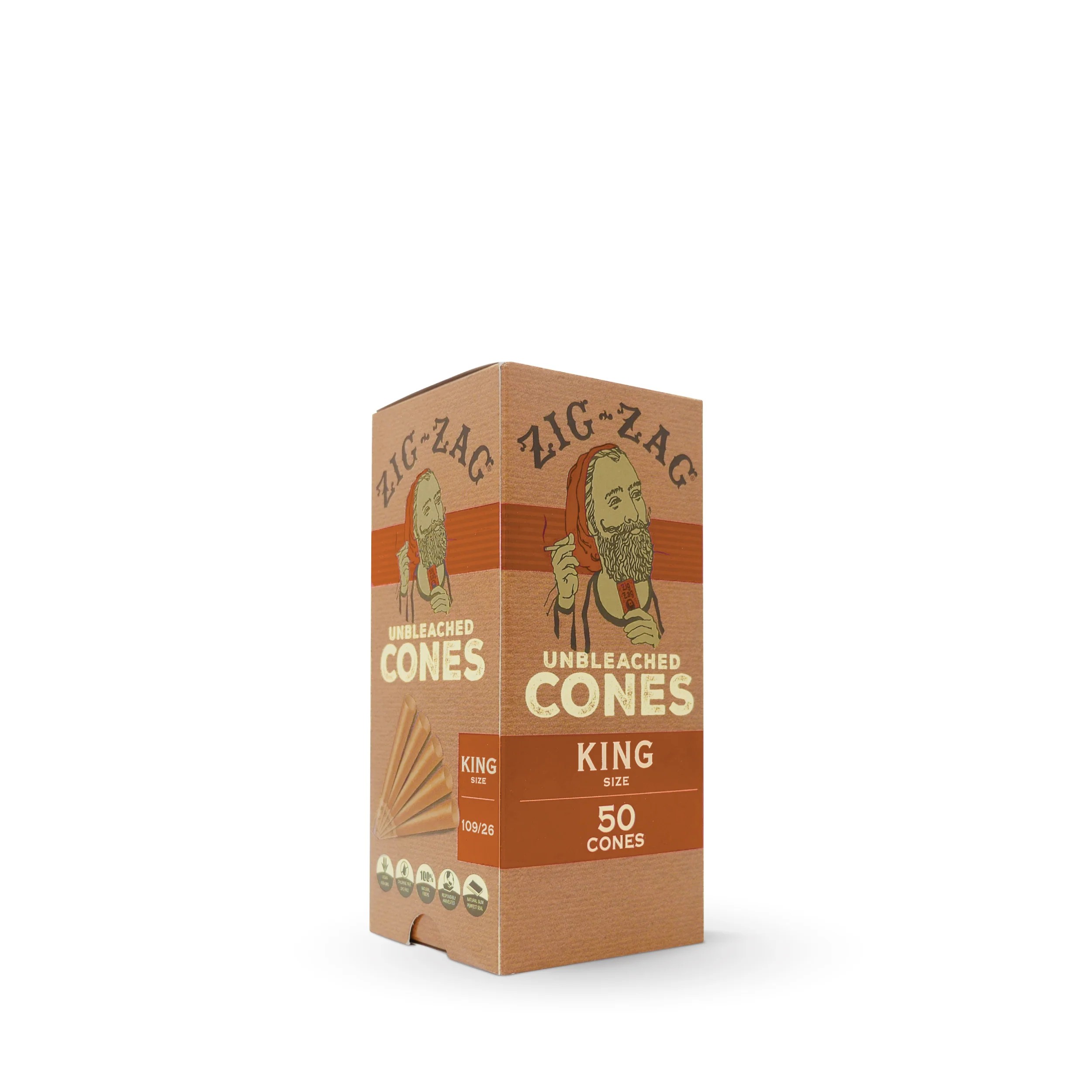 ZigZag Unbleached King Cones Mini Bulk Box 50CT, thc, , dry herb